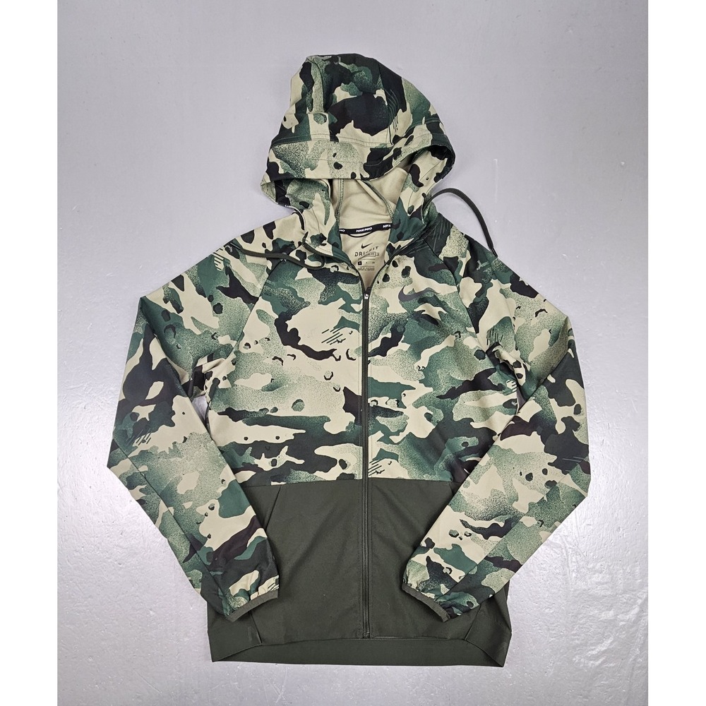 Nike Pro Flex Vent Camo Jacket Mens Small Full-Zip Hoodie Green cu4042-355